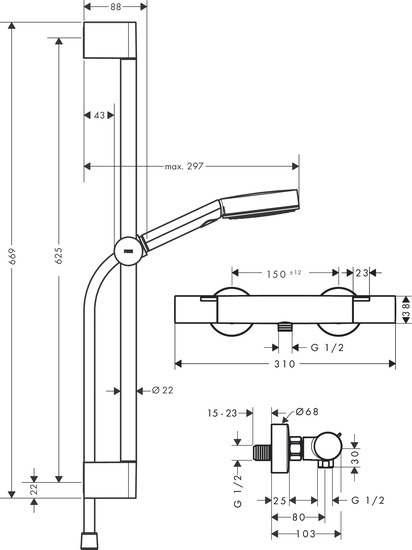 hansgrohe Suihkuhanasetti hansgrohe 24263670 pulsify fine musta