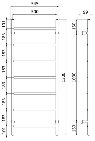 rej design Elektr.handdukstork rej tango e 50130 t vu/hn vit