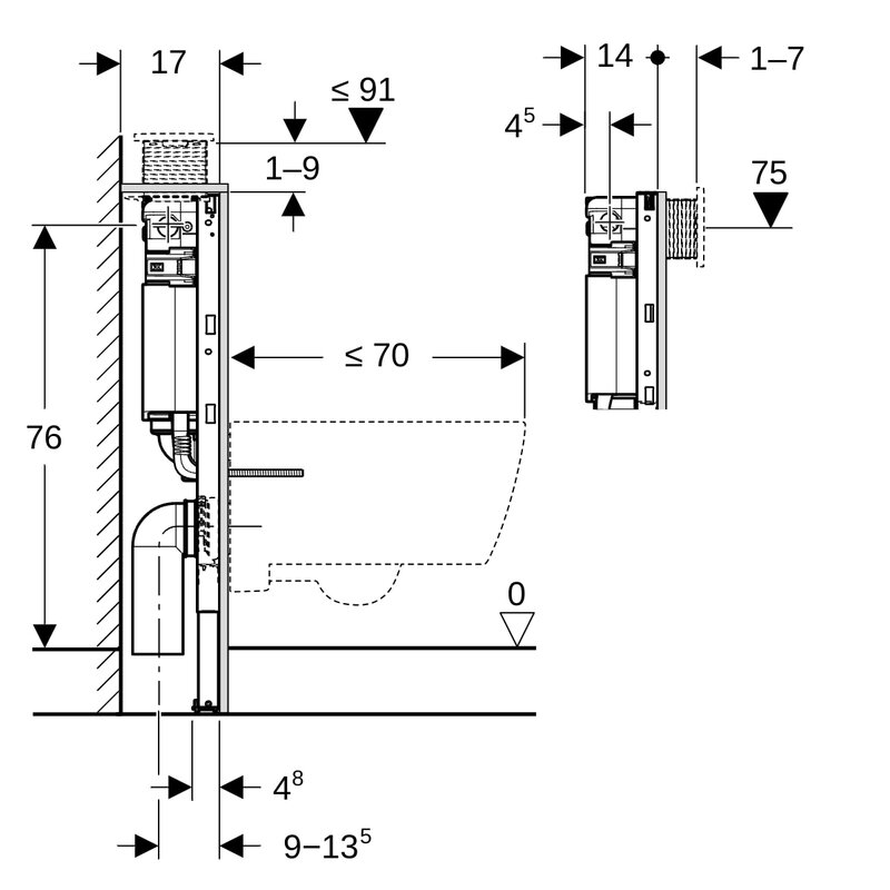 geberit Wc element wall-hung geberit duofix omega 82cm pe-x