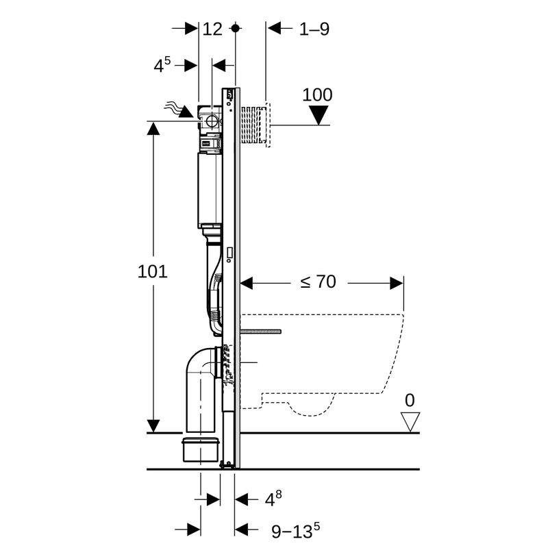 geberit Element vägghängd wc geberit duofix omega 112cm pe-x