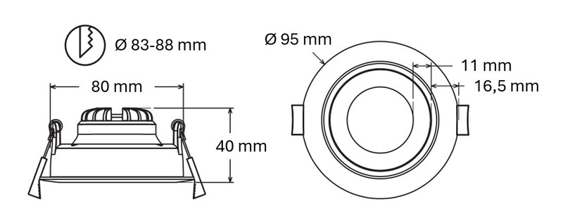 onnline Downlight onnspot ip54 8w 720lm 2cct dim bl