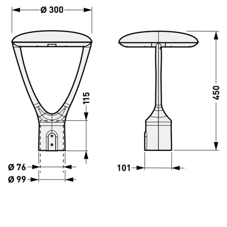 twenty3 Pole mounted luminaire 2375 ip66 5000lm asym 3/4k