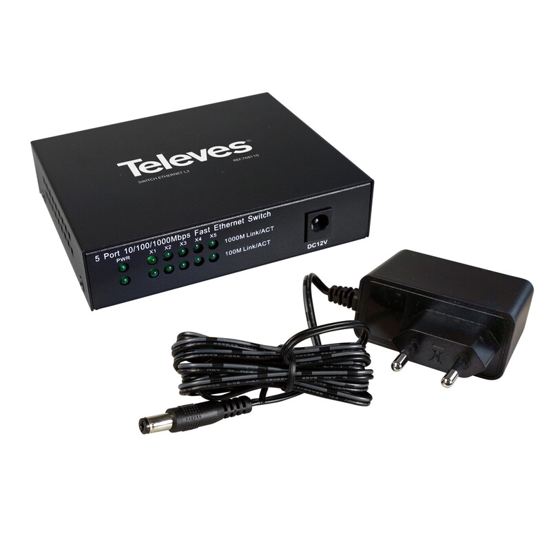 televes Ethernet switch datacom 5xgbe, 10/100/1000 mbps