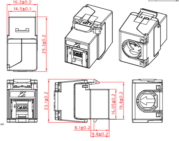 laatuantenni Connector cat6a rj45 keystone cat6a utp