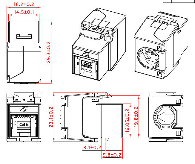 laatuantenni Connector cat6 rj45 keystone cat6 utp