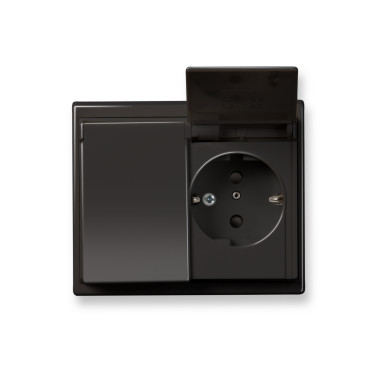 SOCKET OUTLET INTRO SOC. OUT. 2G. WITH FRAME,BLACK