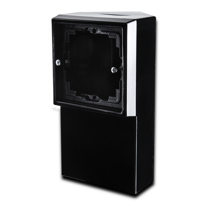 SURFACE MOUNTED ENCLOSURE SKIRTING CORNER BOX, BLACK
