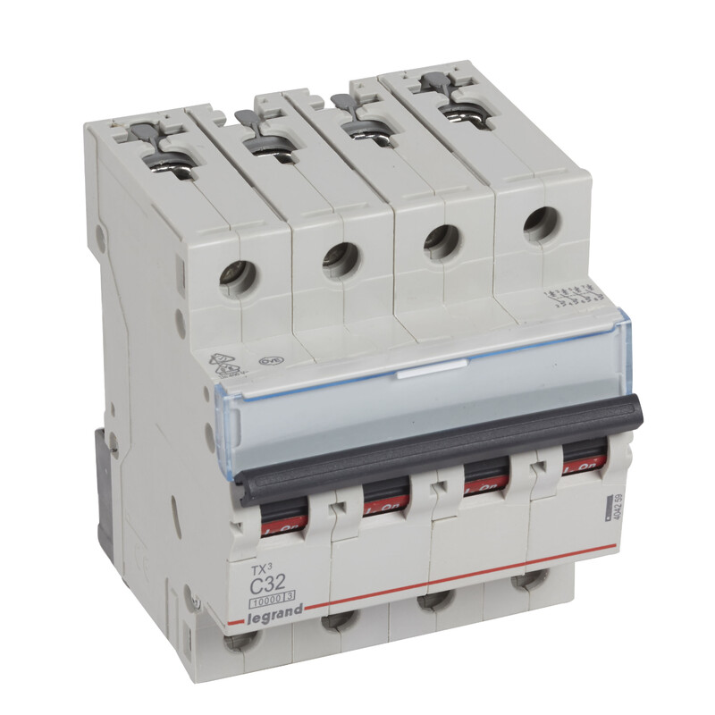 legrand Circuit breaker tx3 mcb, 4-pole, c32, 10ka