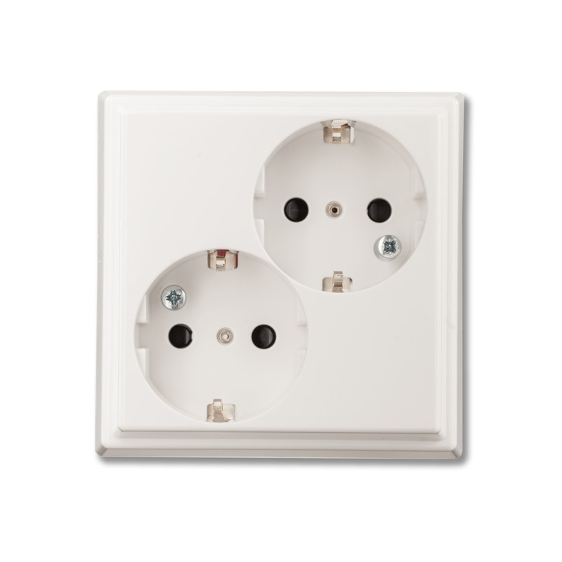 SOCKET-OUTLET SCHU 2-G WITH FULL-PL.,WHITE