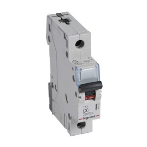 legrand Circuit breaker mcb, 1 pole c6, 6ka