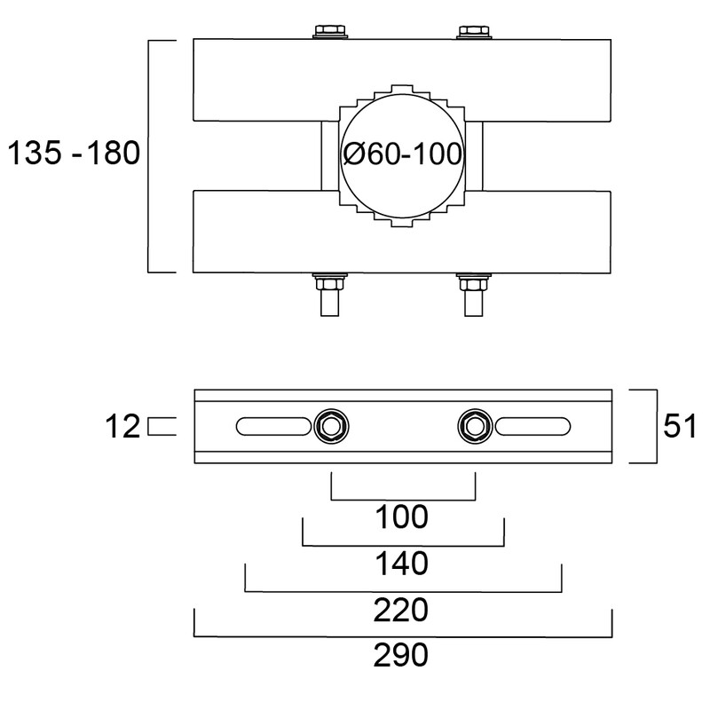 sylvania Mekaniska tillbehör kalani pole clamp 60-100 mm