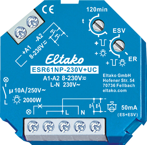 SYSÄYSRELE ELTAKO KOJER 1s, 10A, 8-230VUC,2000W