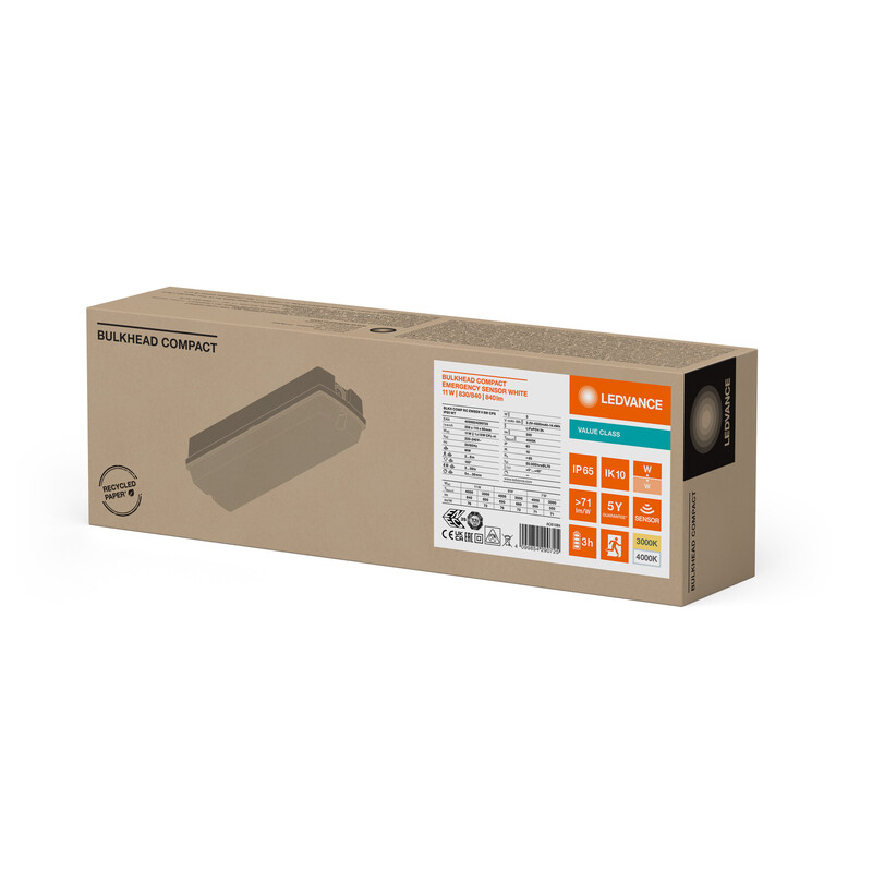 ledvance Surface mounted luminaire blkh rect 8w cct ml wt sens el