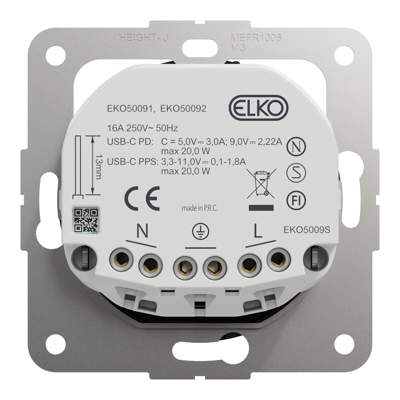 schneider electric Elko one enkel stikk med usb c pd lader sort