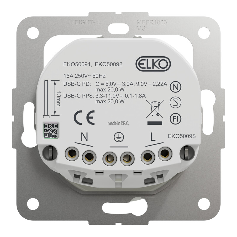 schneider electric Elko one enkel stikk med usb c pd lader rh