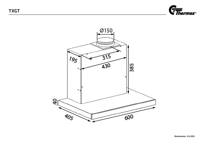 thermex Köksfläktar thermex txgt60 med motor 60cm vit