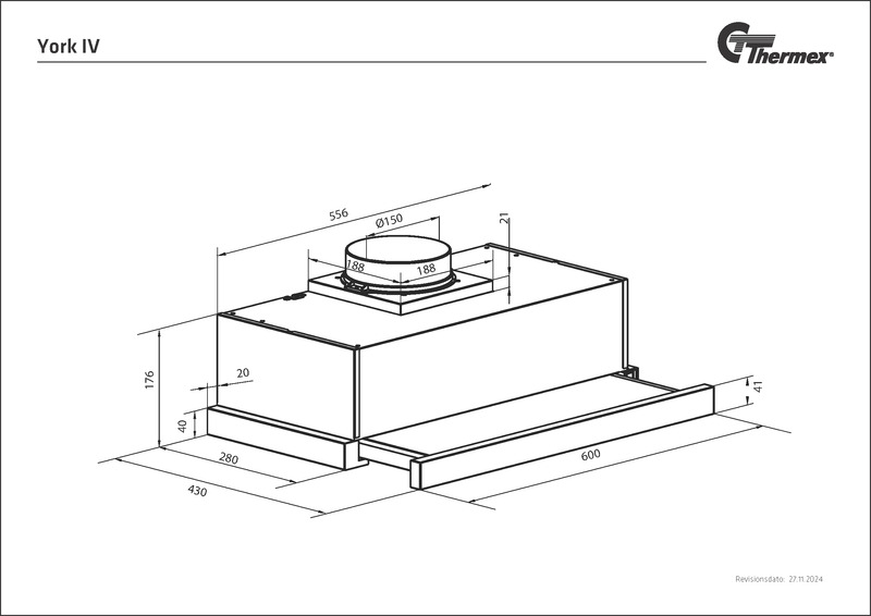 thermex Köksfläktar thermex york iv med motor 60cm svart