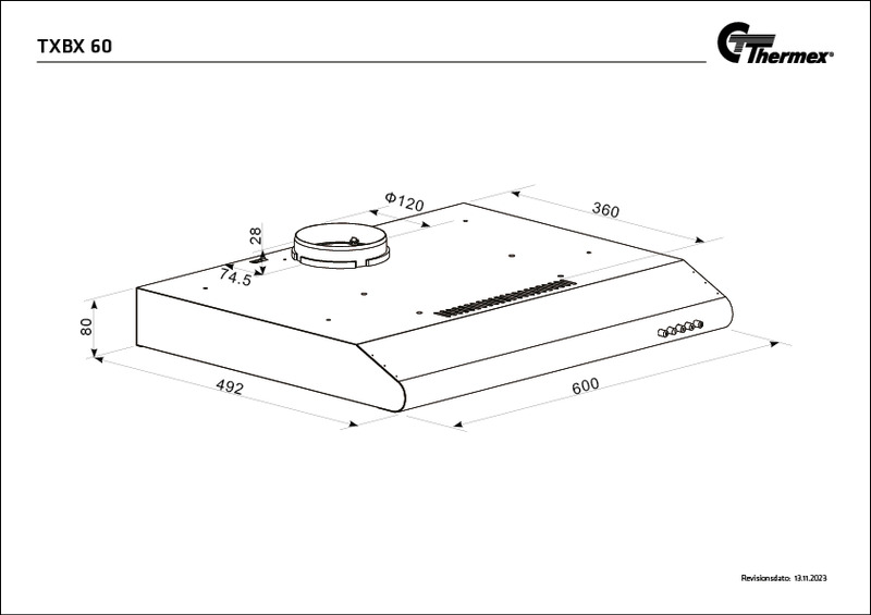 thermex Köksfläktar thermex txbx60 med motor 60cm vit