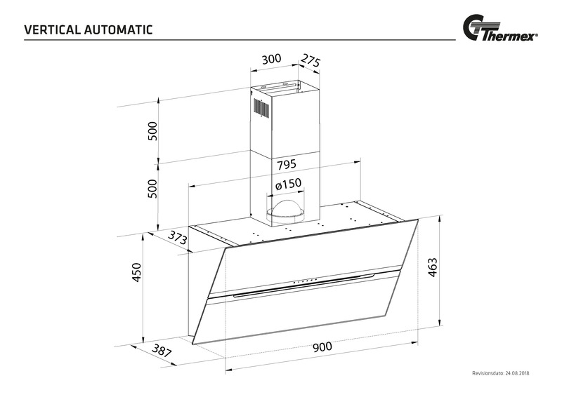 thermex Kitchen hood thermex vertic autom. ic gs 90cm white