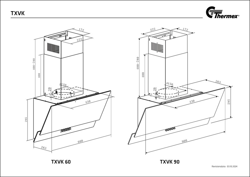 thermex Köksfläktar thermex txvk90 med motor 90cm svart
