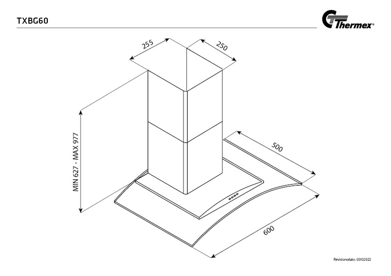 thermex Köksfläktar thermex txbg60 med motor 60cm rf/glas