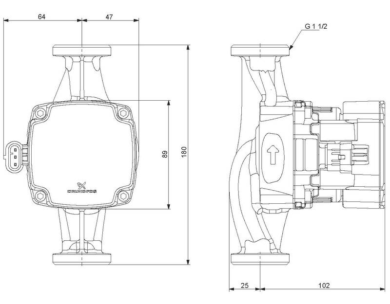 grundfos Circulator grundfos alpha1 go 25-60 180 220-240v 9