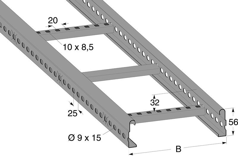mp bolagen Cable ladder 3 m 106s fe c2 600x56 3m ezn