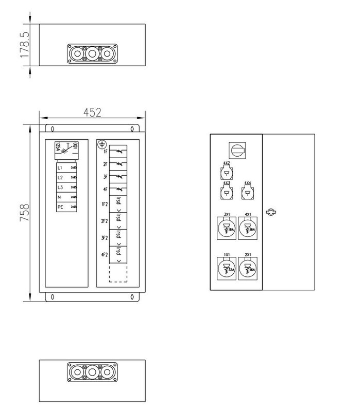 utu Uttagscentral pinseri pinseri 125.0133 125a ip44 fe