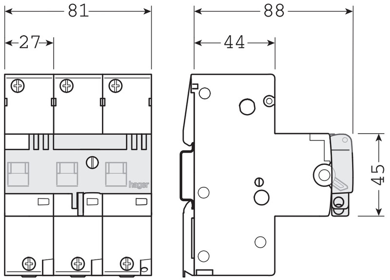 hager Selektiv dvärgbrytare htn380e 3x80a kurv e 25ka