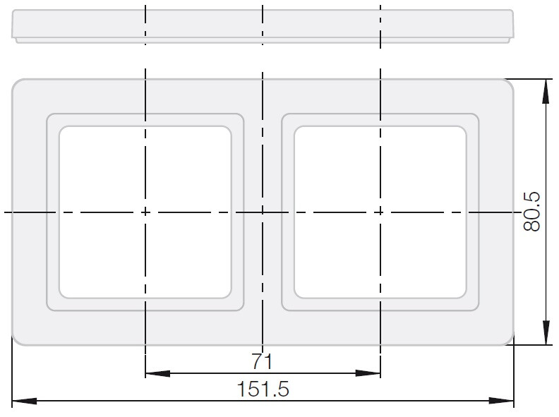 hager Frame 2f 80mm horiz. mi white