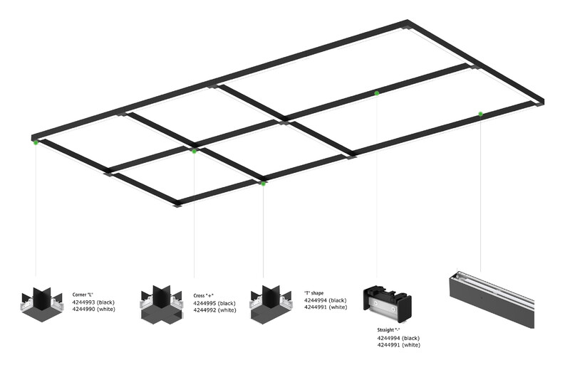 ledimo Påputs-/pendelarmatur office linear ip40 35w 3k b