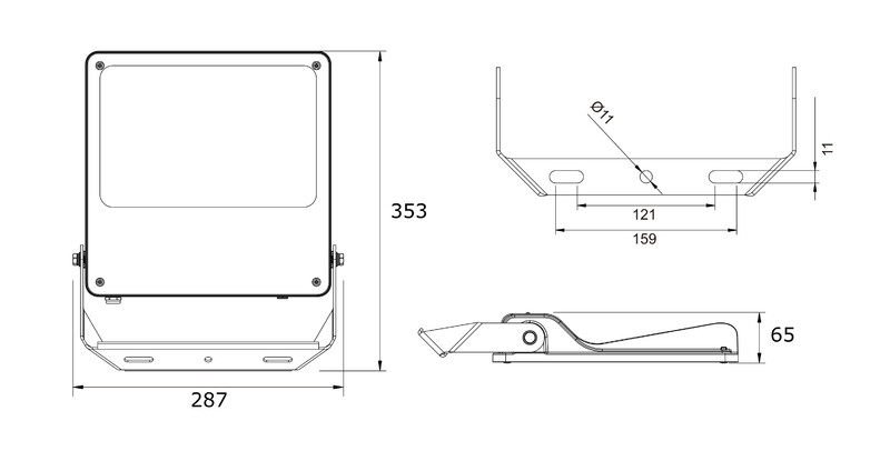 ledimo Valonheitin area ip66 100w 750 25deg