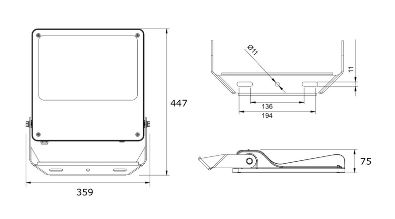 ledimo Valonheitin area ip66 200w 840 58x125deg da2