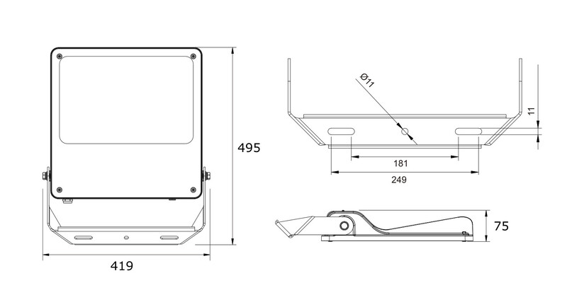 ledimo Floodlight area ip66 300w 750 58x125deg