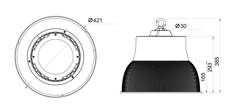 ledimo High bay luminaire dome ip65 100w 421mm 840 90deg da2