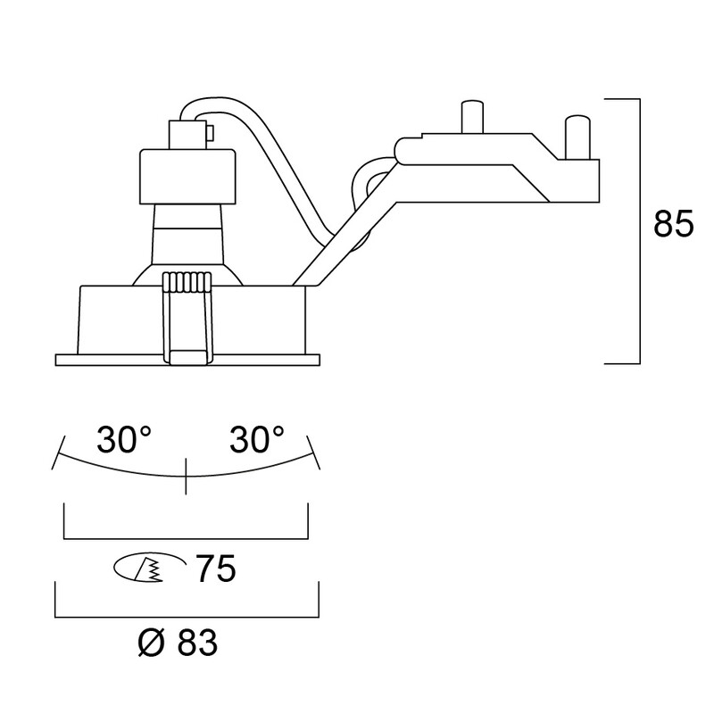 sylvania Downlight inset trend 75 swing ip23 75 round no lamp al