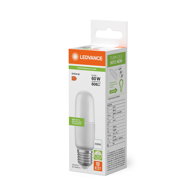 ledvance Led-lampa superior stick 8w/840 806lm e27 op