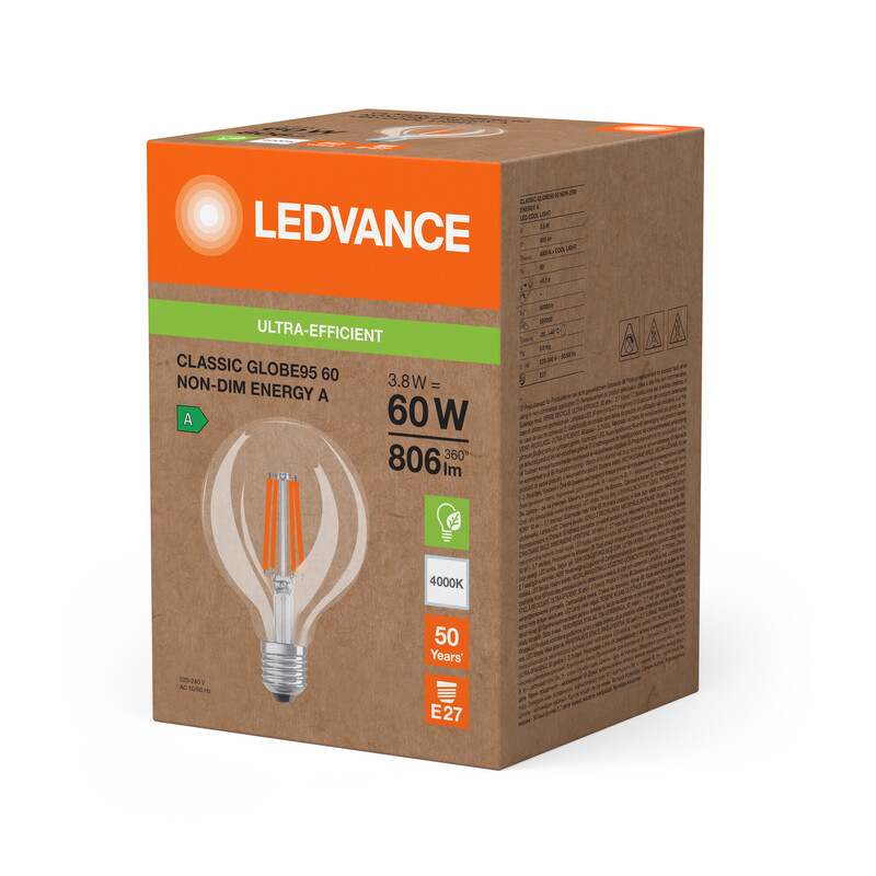 ledvance Interior lamp super. classic g95 3,8w/840 806lm e27 cl ela