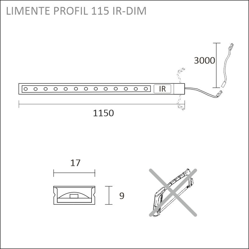 limente Led strip profil 115 ir-dim 4000k 10w