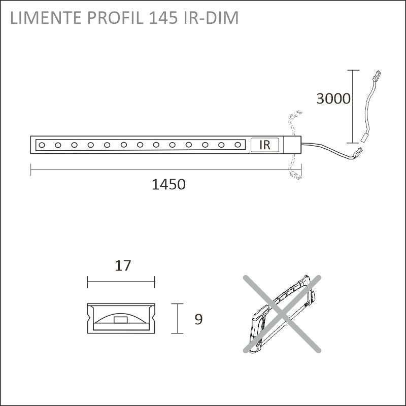 limente Led strip profil 145 ir-dim 4000k 12w