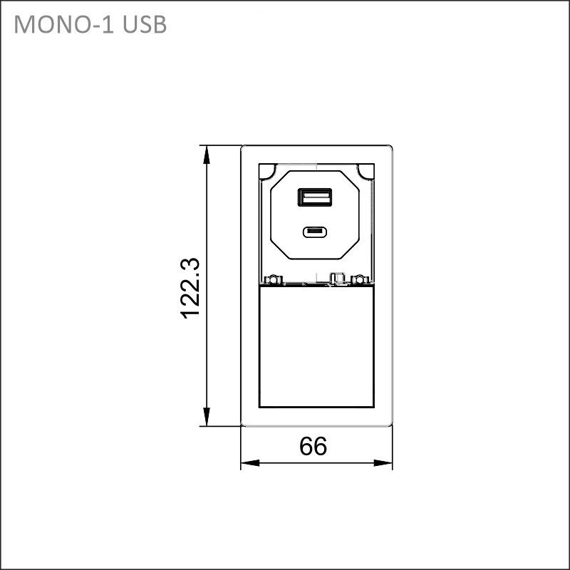 limente Socket outlet mono-1 usb-outlet, kupari