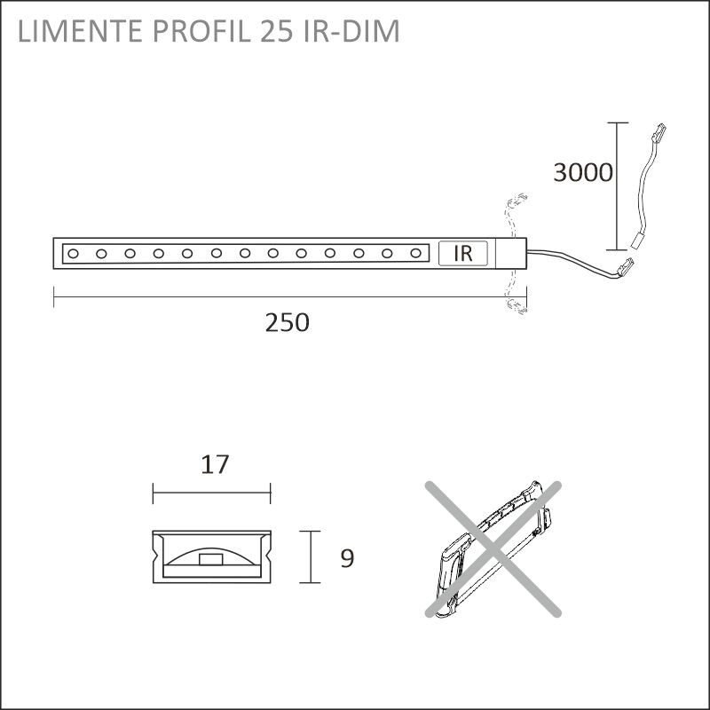 limente Led-ljusslinga profil 25 ir-dim 4000k 4w