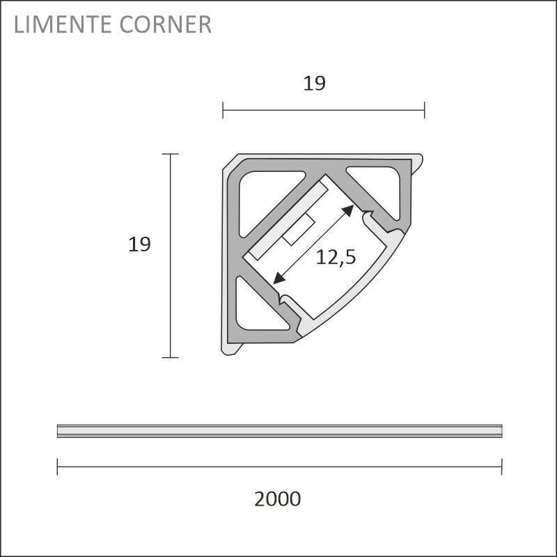 limente Valoprofiili/-nauha corner20com 24w 3k al wh