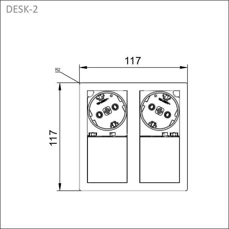 limente Socket outlet desk-2 outlet, kupari