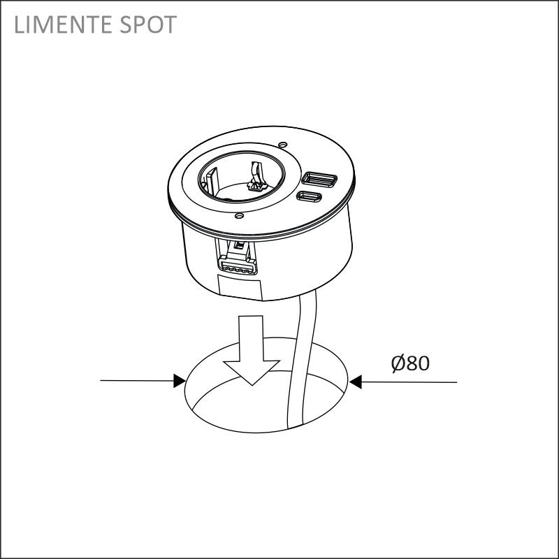 limente Vägguttag spot recessed outlet, mus
