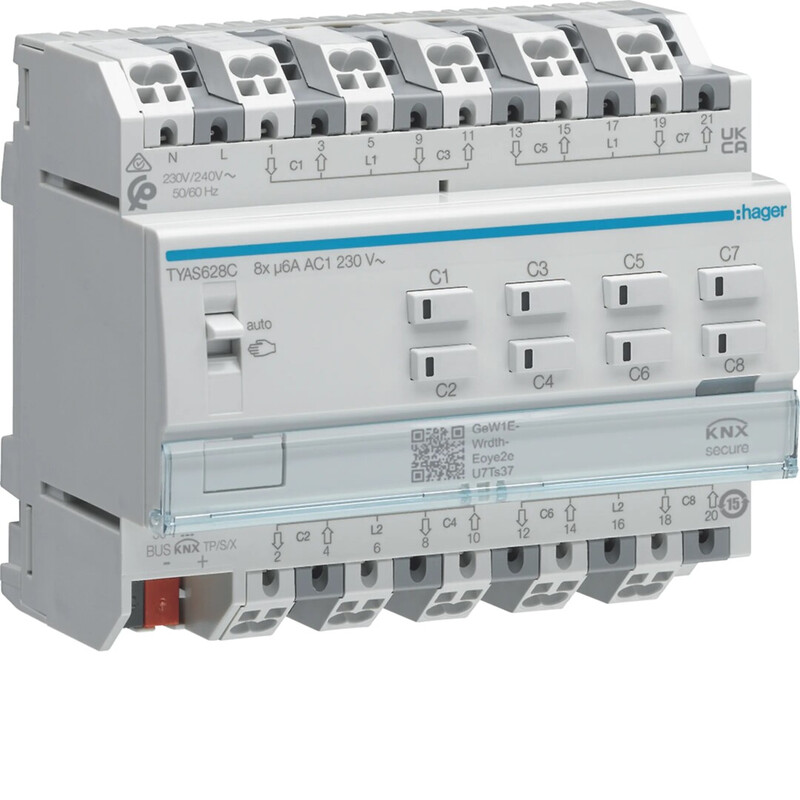 hager Markisaktor m. persie knx tya628c 8x6a 230vac mp sec din