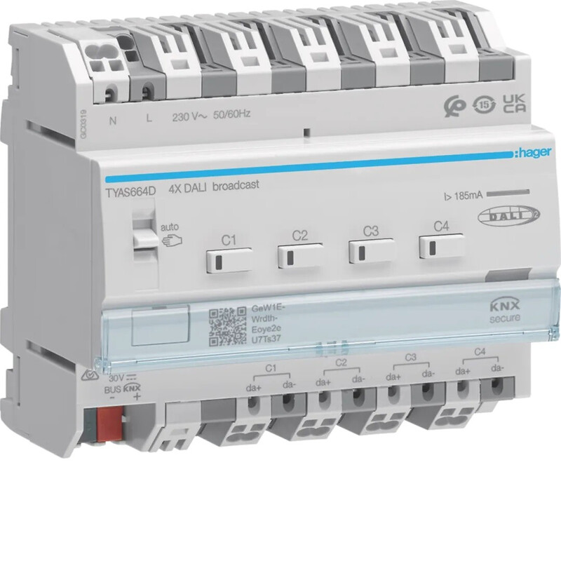 hager Dali gateway knx tyas664d 4ch dali rgb(t)w bc