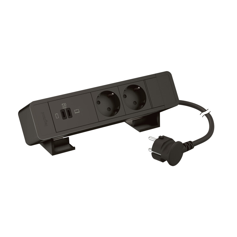 SOCKET-OUTLET PANEL INCARA 2S USB C+C PD 63W 2M BLK