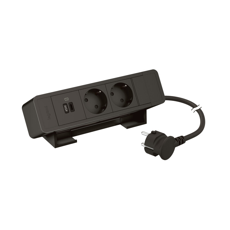 SOCKET-OUTLET PANEL INCARA 2S USB C PD 45W 2M BLK