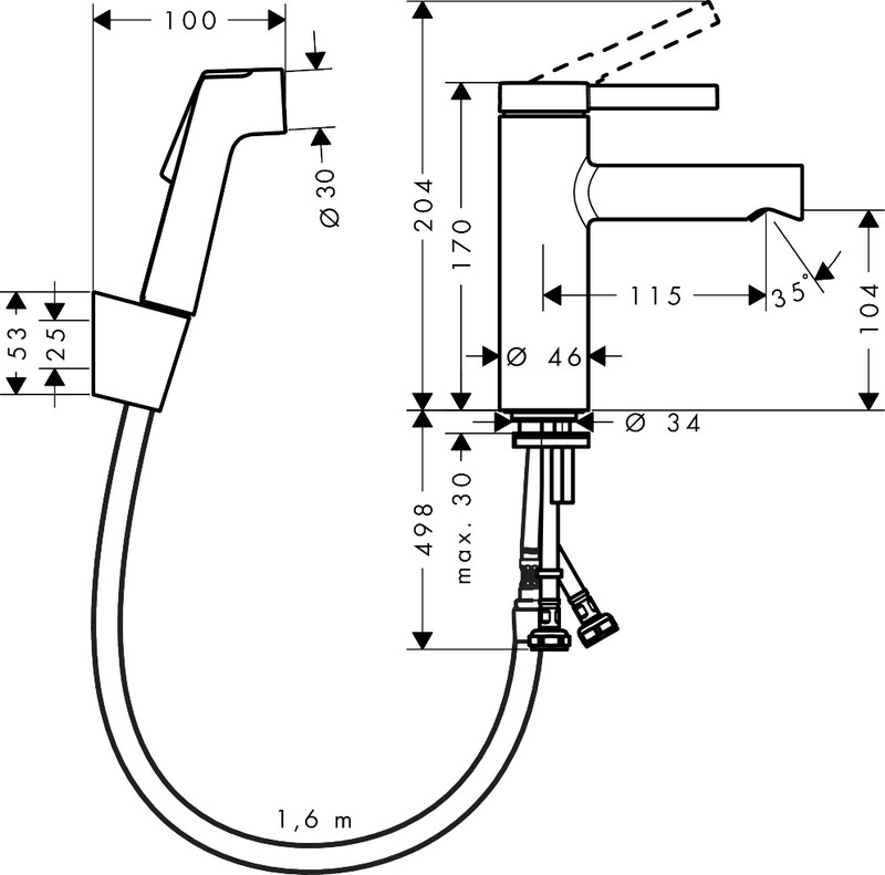 hansgrohe Pesuallashana hansgrohe 74210670 zesis bide 100 musta